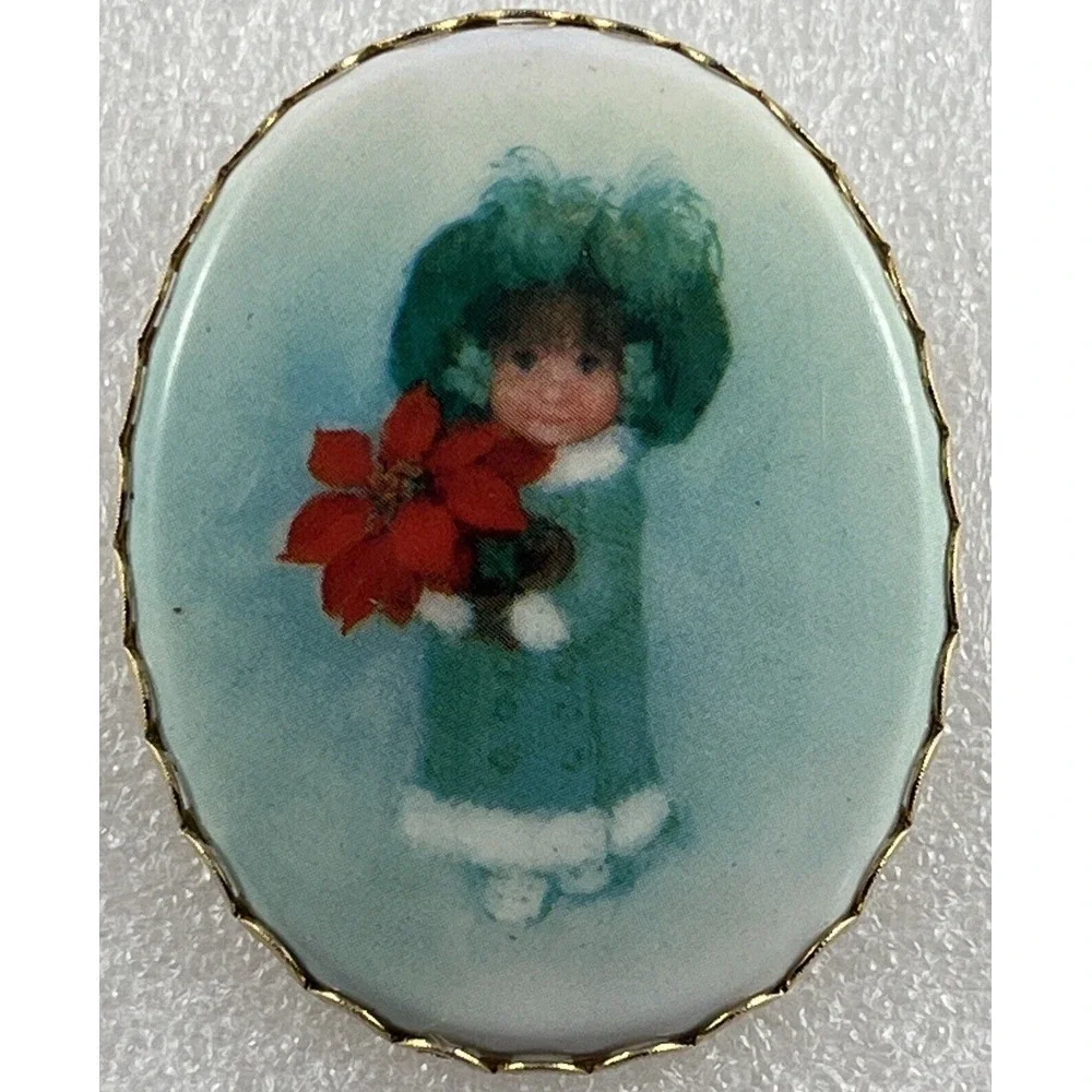 Hallmark Mini Gallery Rare Vintage Charmer Cameo‎ Christmas Is Sharing Pin
